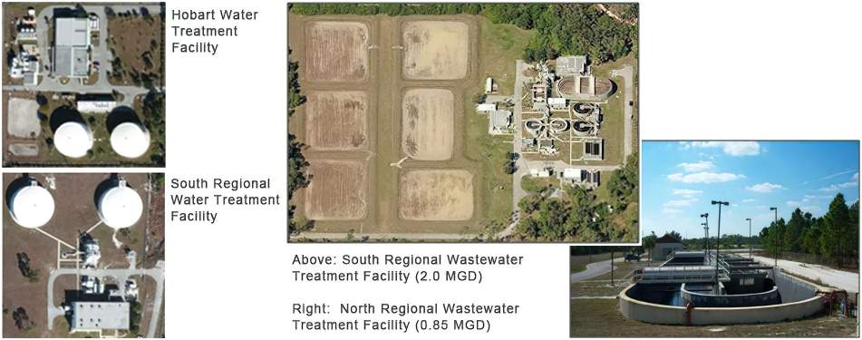 Hobart Water Treatment Facility, South Regional Water Treatment Facility. Above: South Regional Wastewater Treatment Facility (2.0 MGD) Right: North Regional Wastewater Treatment Facility (0.85 MGD)